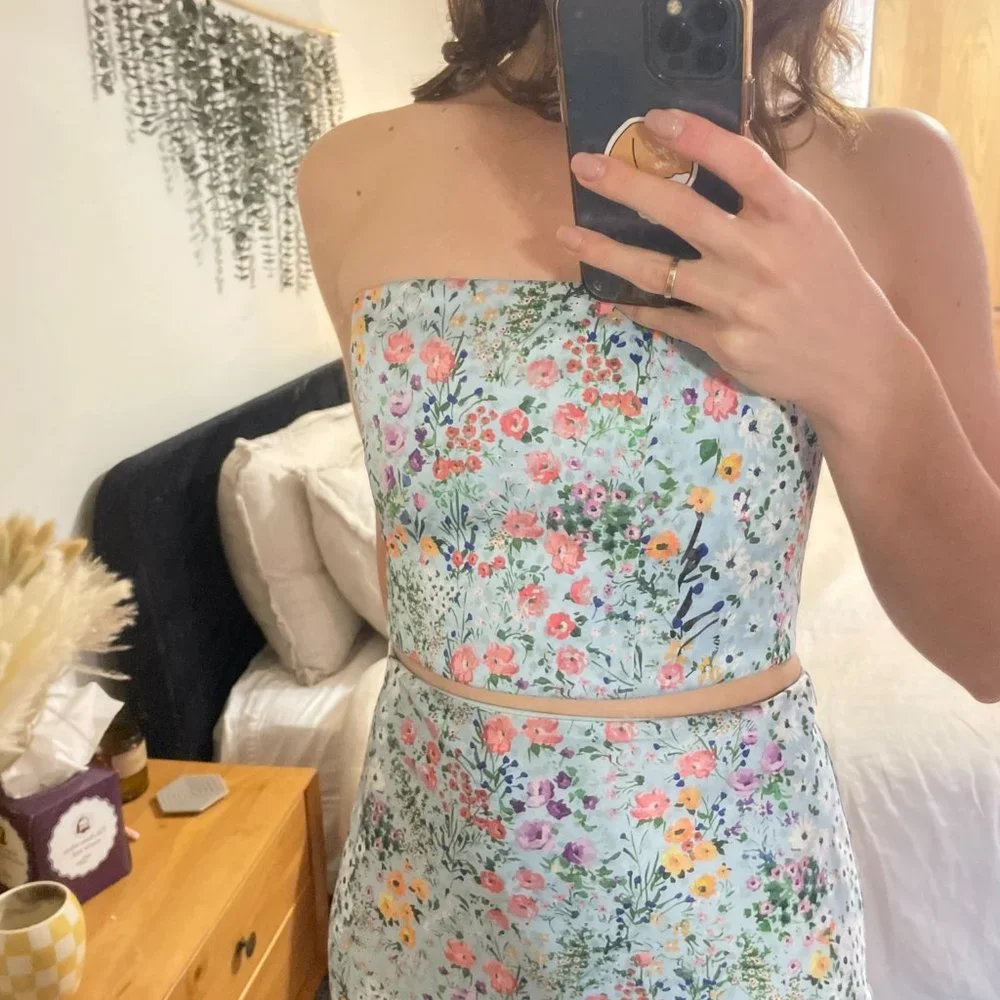 Alice & Olivia Floral Blue Two Piece Set - Picture 2 of 4